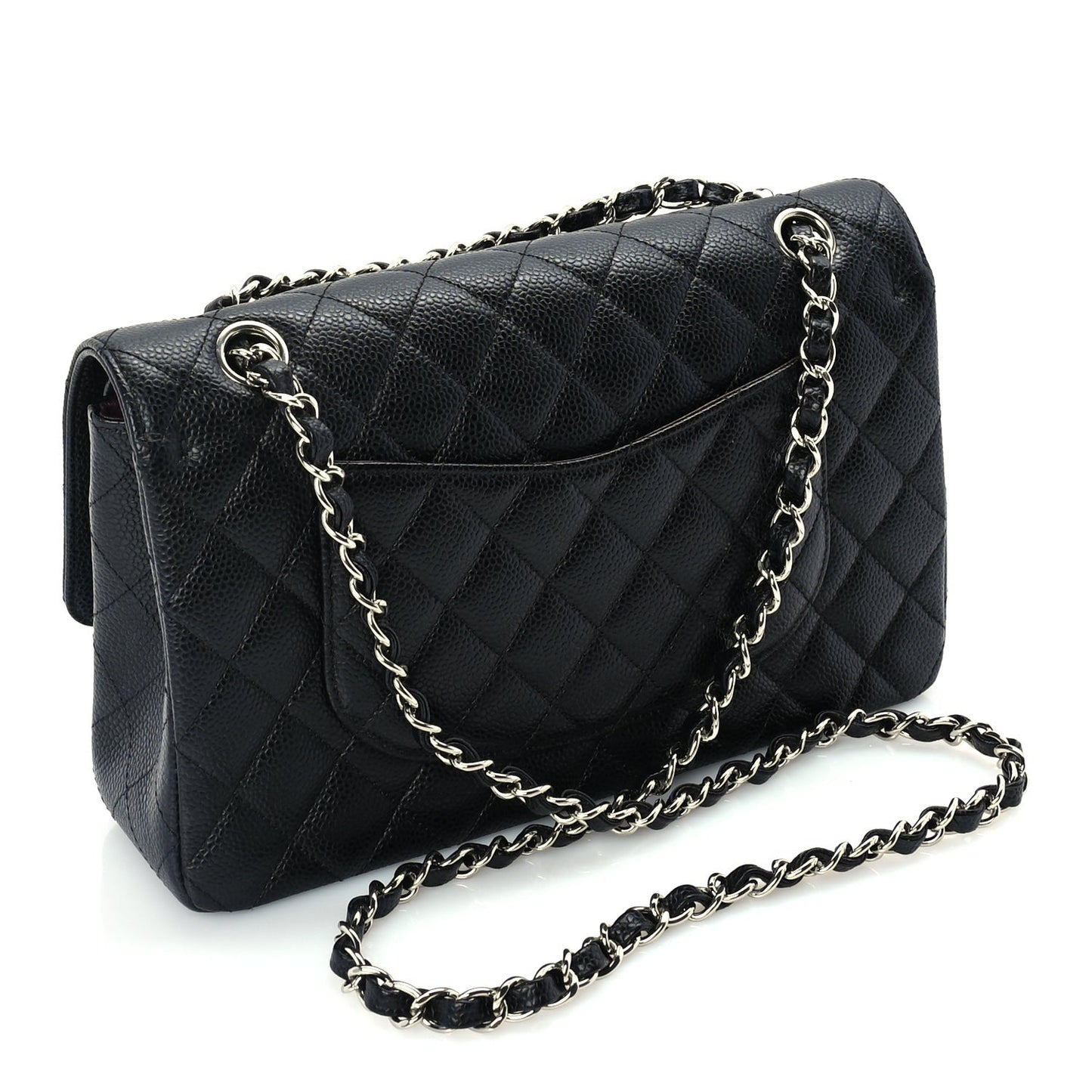 Caviar Quilted Medium Double Flap Black