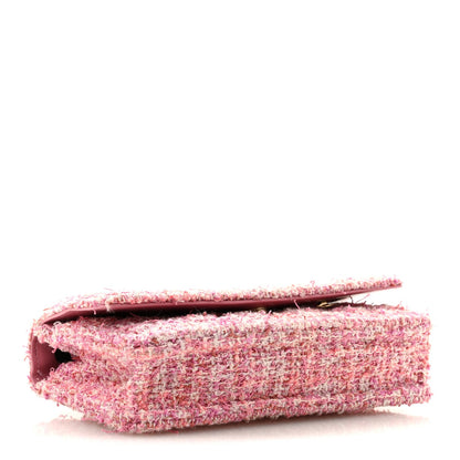 Tweed Quilted Wallet On Chain WOC Pink
