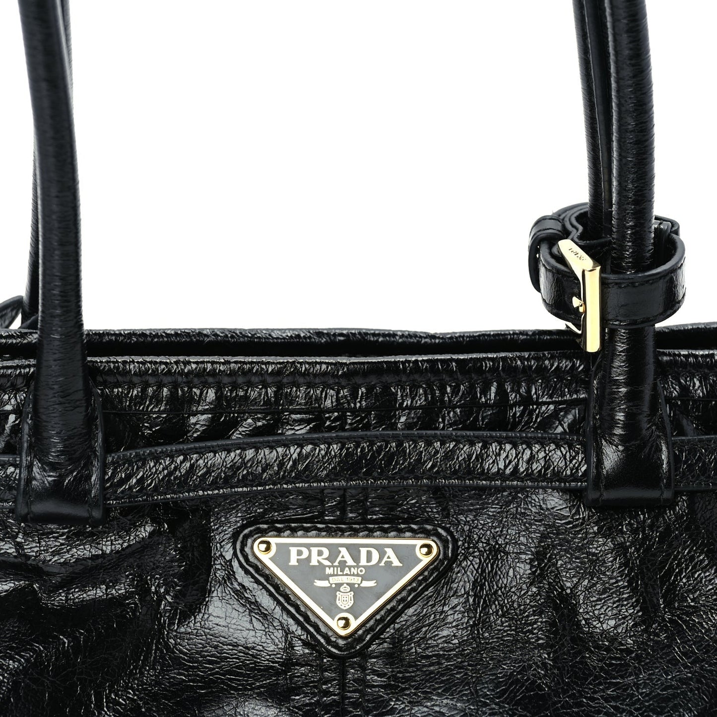Glossy Calfskin Triangle Medium Bonnie Shoulder Bag Black
