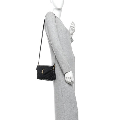 Calfskin Y Quilted Monogram Toy Loulou Crossbody Bag Black