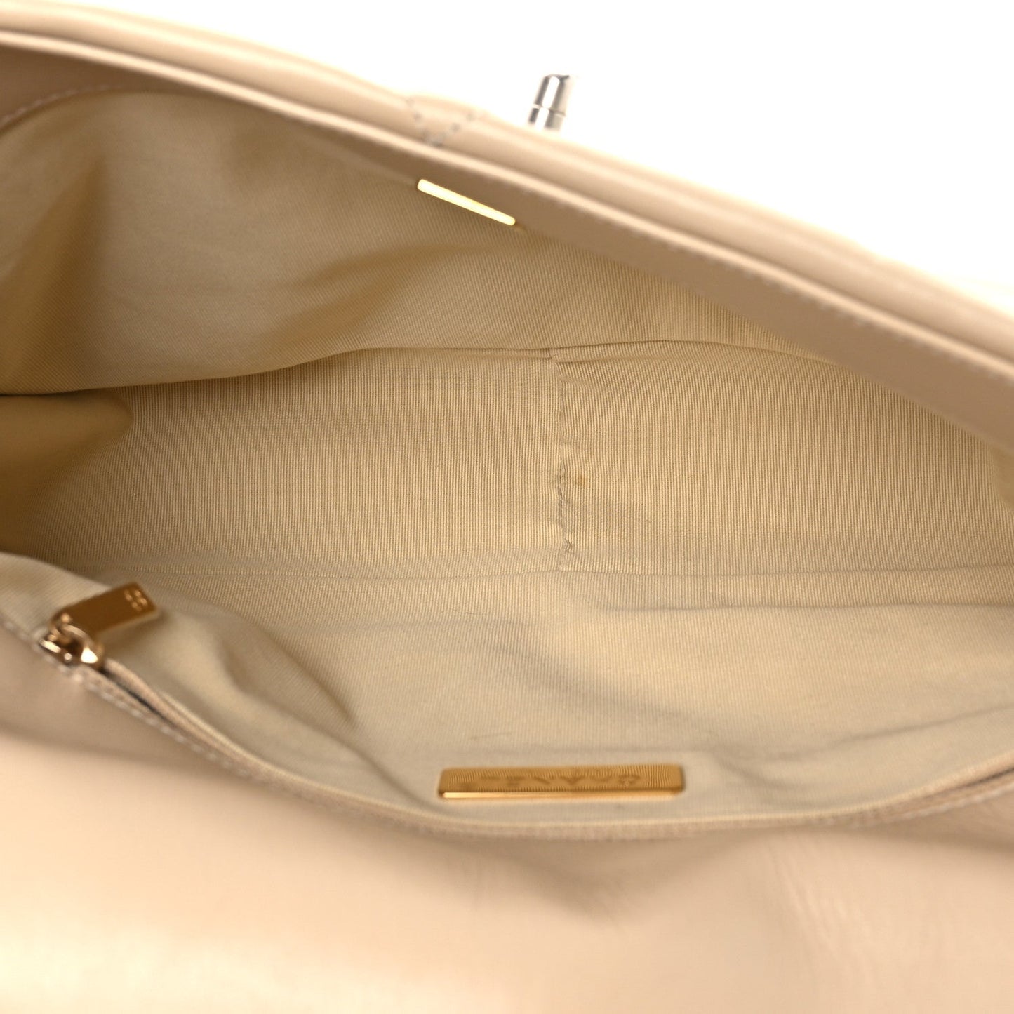 Lambskin Quilted Large Chanel 19 Flap Beige