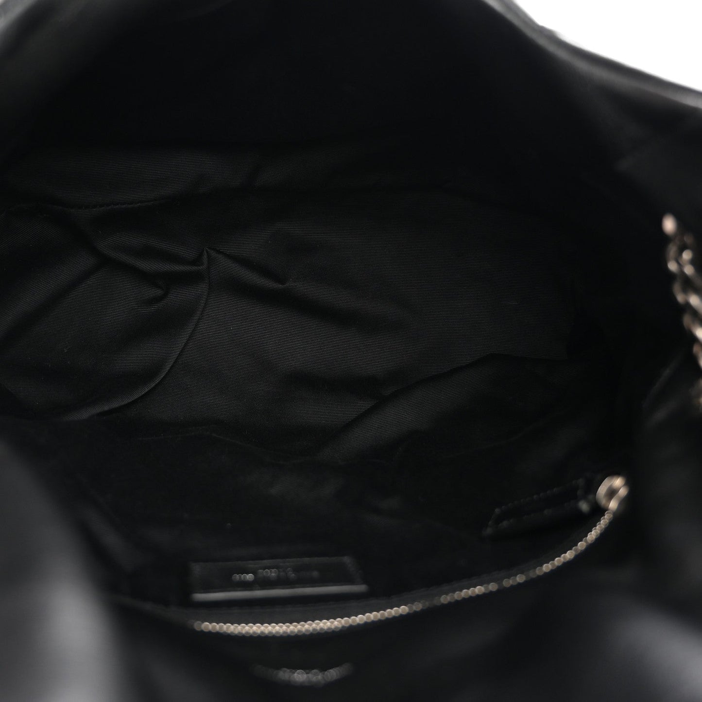 Lambskin Quilted Medium Loulou Puffer Monogram Chain Satchel Black