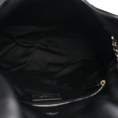 Lambskin Quilted Medium Loulou Puffer Monogram Chain Satchel Black