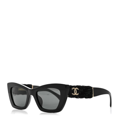 Acetate Tweed CC Cat Eye Sunglasses 71550A Black