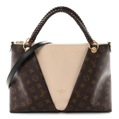 Monogram Braided V Tote MM Creme