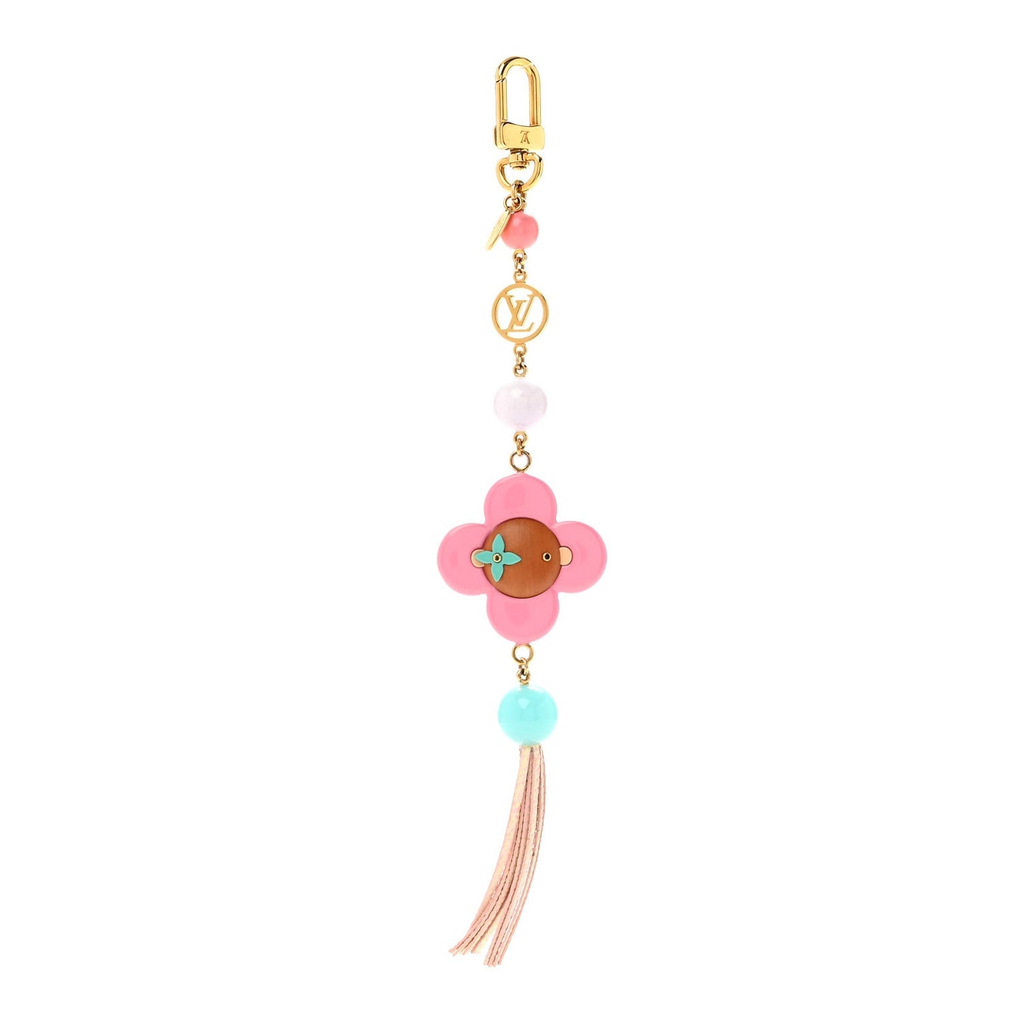 Resin Wood Vivienne Bag Charm Fuchsia Ecru White Caramel