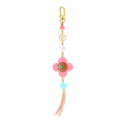 Resin Wood Vivienne Bag Charm Fuchsia Ecru White Caramel