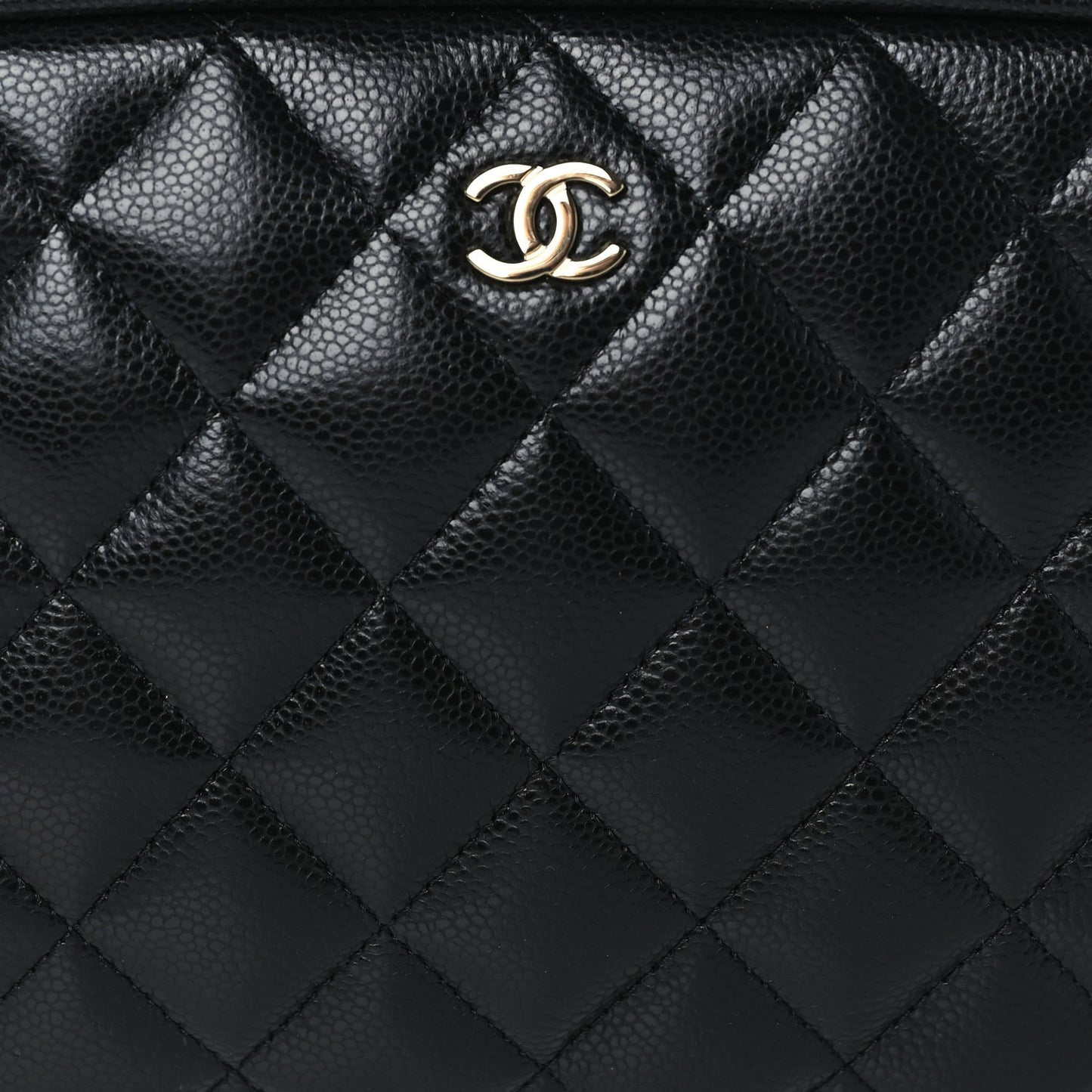 Caviar Quilted Medium Curvy Pouch Cosmetic Case Black