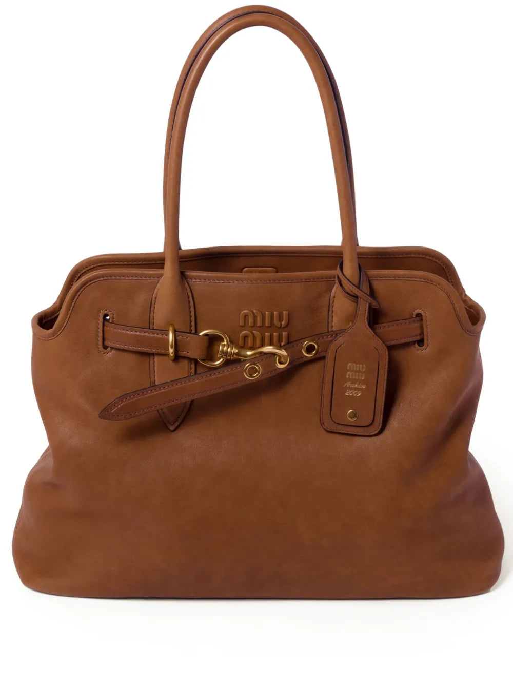 LARGE HANDBAG 40 IN CINNAMON BROWN CALFSKIN