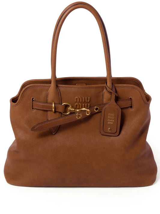 LARGE HANDBAG 40 IN CINNAMON BROWN CALFSKIN