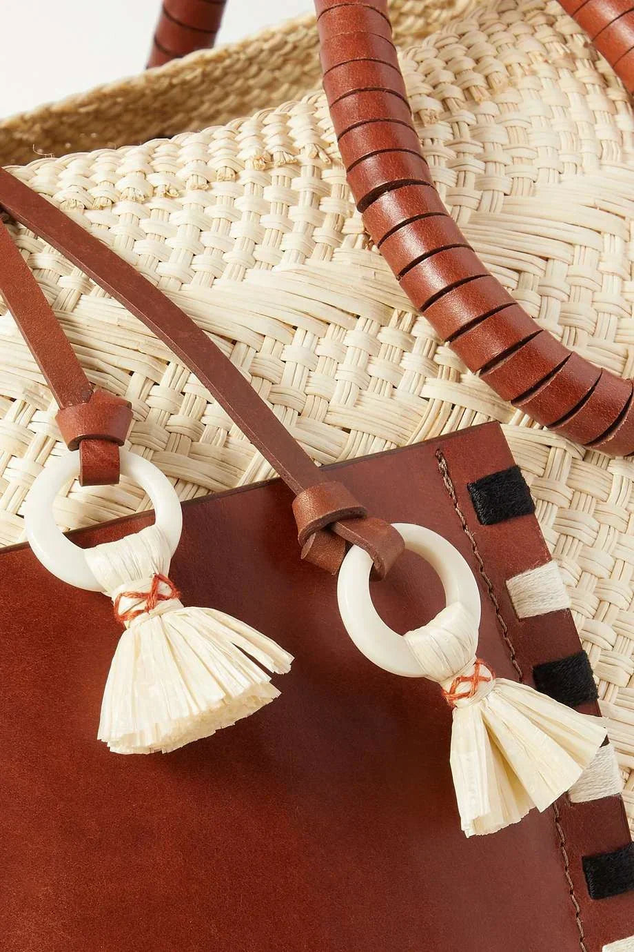 JOHANNA ORTIZ  SUSTAIN Singing The Namba leather-trimmed raffia tote