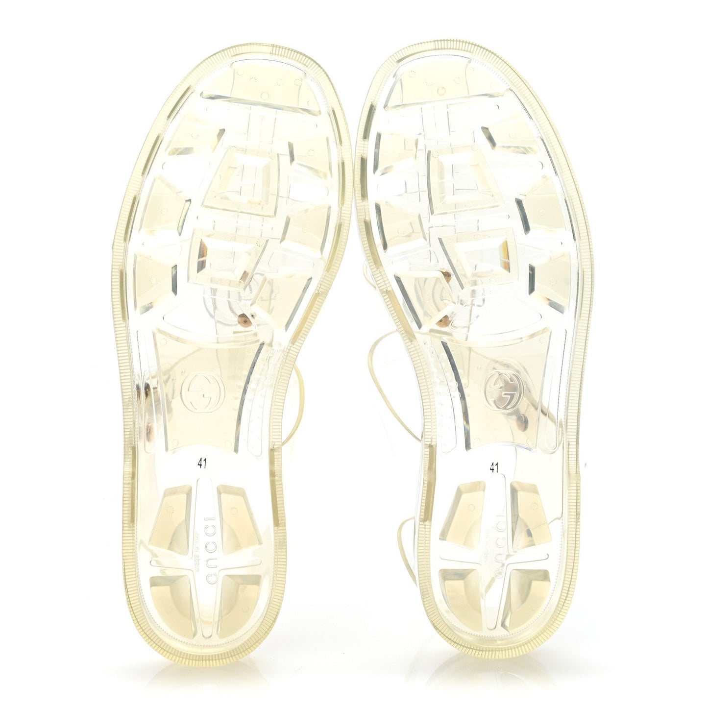 Shiny Rubber Double G Buckle Strap Sandals 41 Transparent