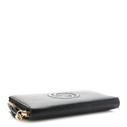 Pebbled Calfskin Soho Zip Around Wallet Black