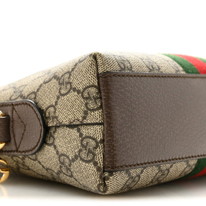 GG Supreme Monogram Textured Dollar Calfskin Web Small Ophidia Dome Shoulder Bag Beige Ebony New Acero