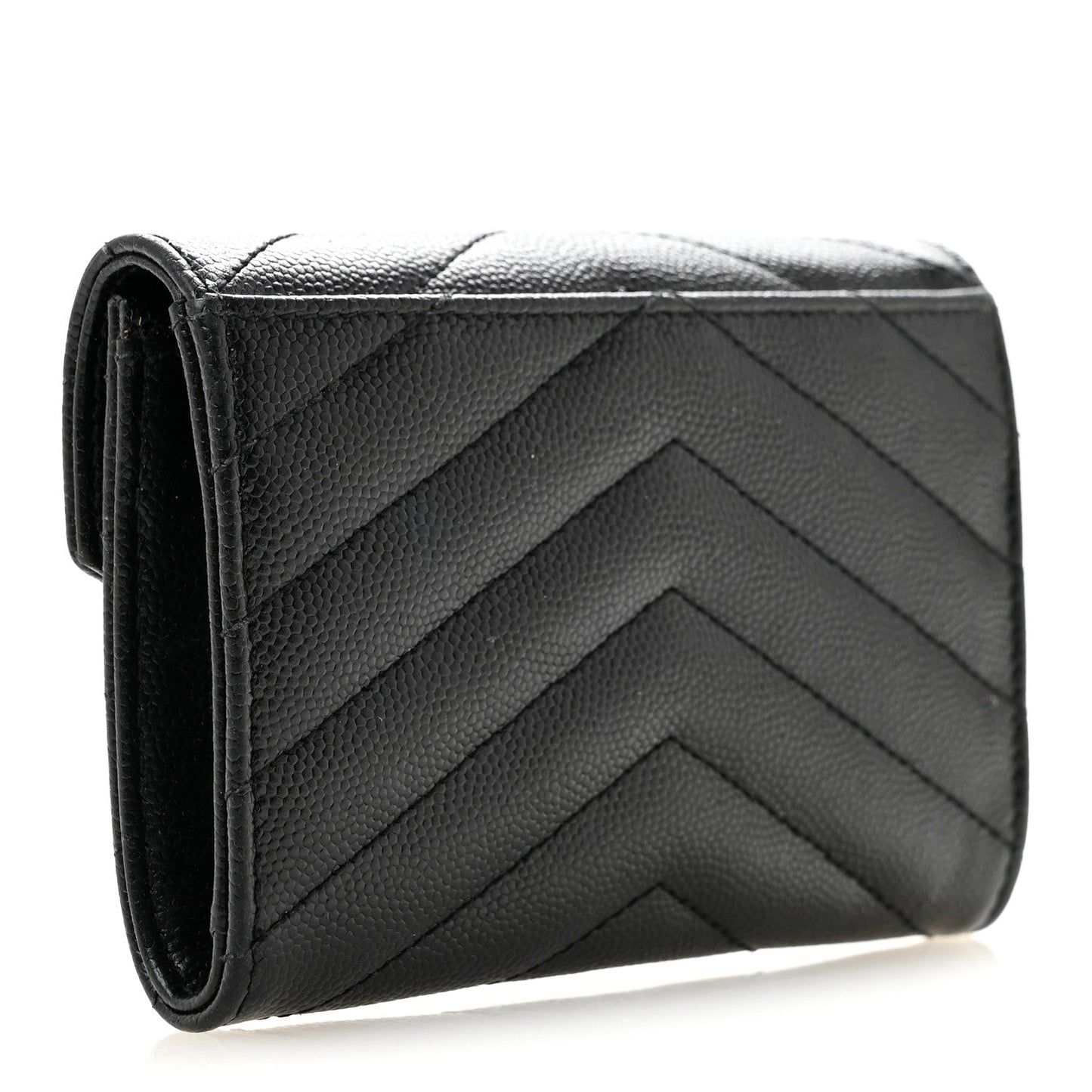 Grain De Poudre Matelasse Chevron Small Monochrome Monogram Envelope Wallet Black Black