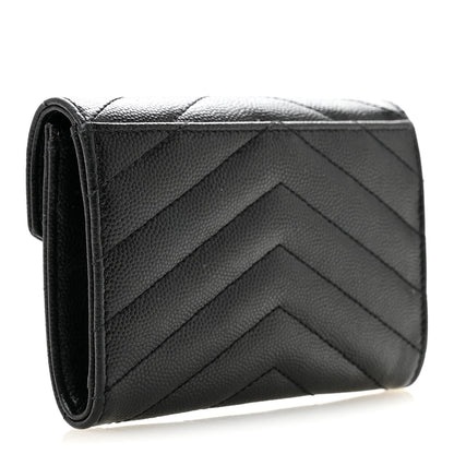 Grain De Poudre Matelasse Chevron Small Monochrome Monogram Envelope Wallet Black Black