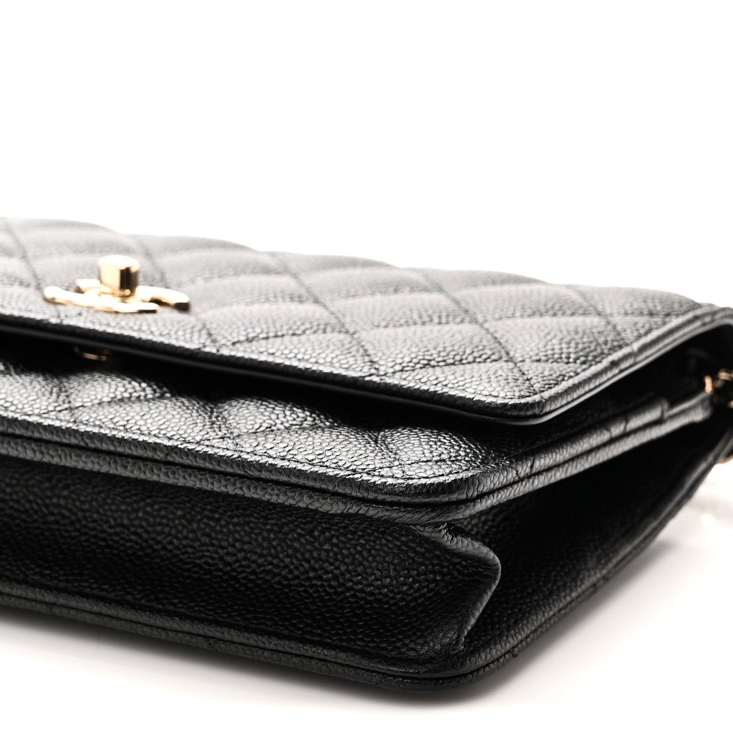 Caviar Quilted Bow Wallet On Chain WOC Black