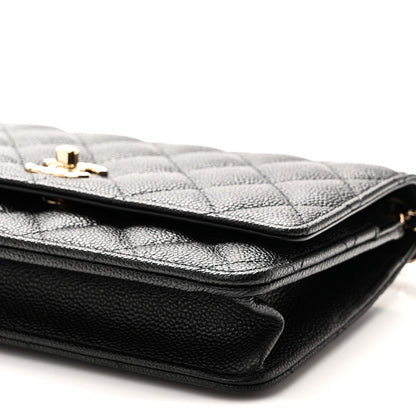 Caviar Quilted Bow Wallet On Chain WOC Black