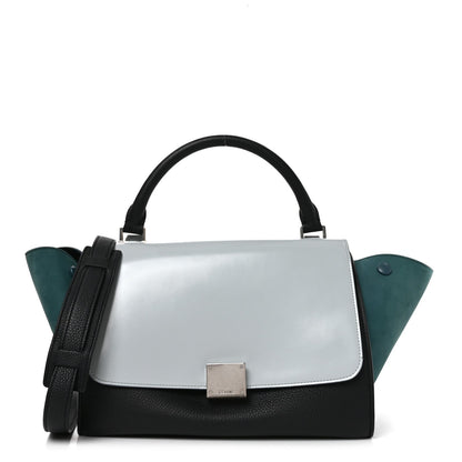 Spazzolato Calfskin Nubuck Small Tri-color Trapeze Blue