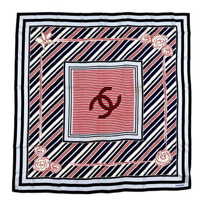 Silk Camellia Stripe CC Scarf Multicolor