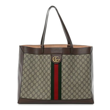 GG Supreme Monogram Web Ophidia Tote Brown