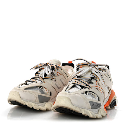 Rubber Mesh Fabric Monocolor Recycled Sole Womens Track Sneakers 35 White Orange