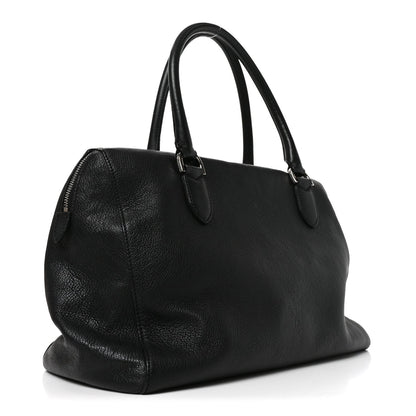Glossy Goatskin Medium Del Rey Satchel Black