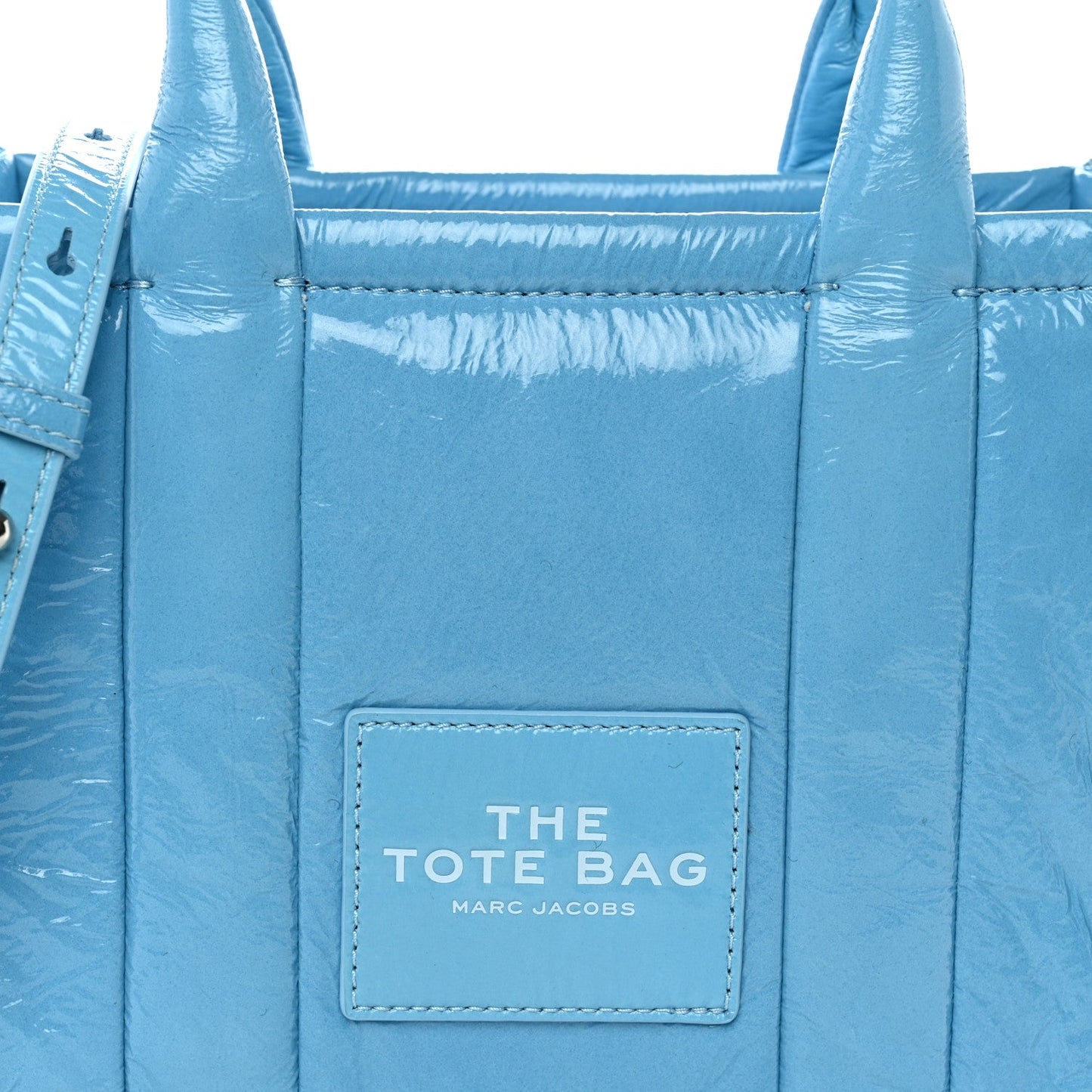 Shiny Crinkled Calfskin The Tote Bag Air Blue