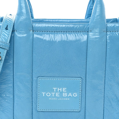 Shiny Crinkled Calfskin The Tote Bag Air Blue