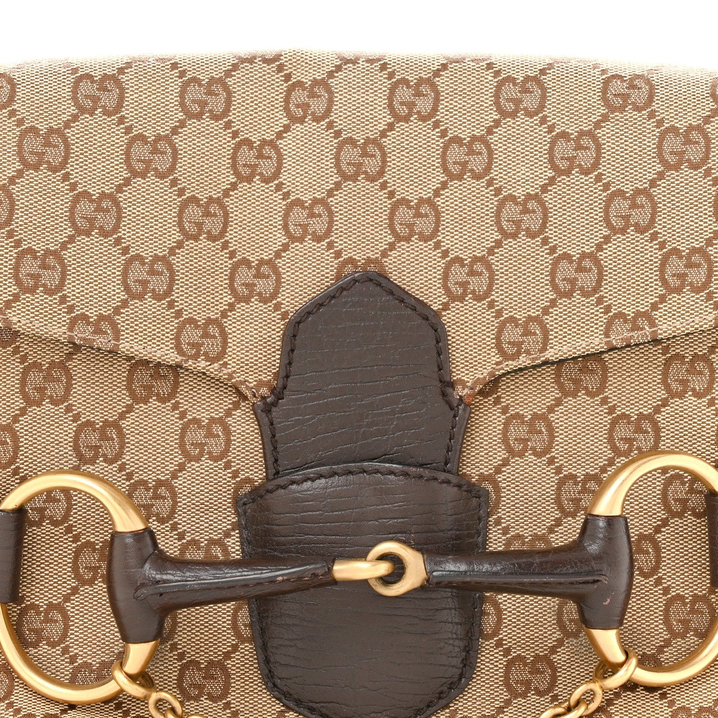 Monogram Horsebit Chain Flap Shoulder Bag Brown