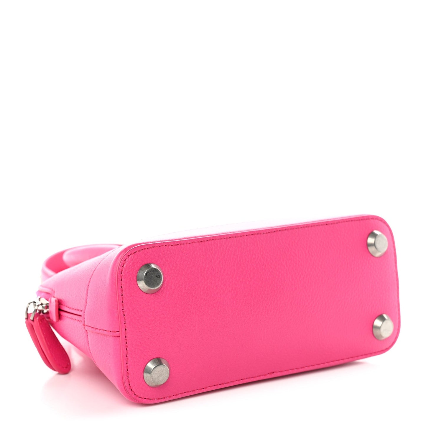 Signature Grained Calfskin Logo XXS Ville Top Handle Bag Fuchsia