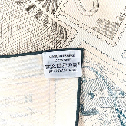 Silk Le Philateliste Du Faubourg Scarf 90 Gris Parchemin White