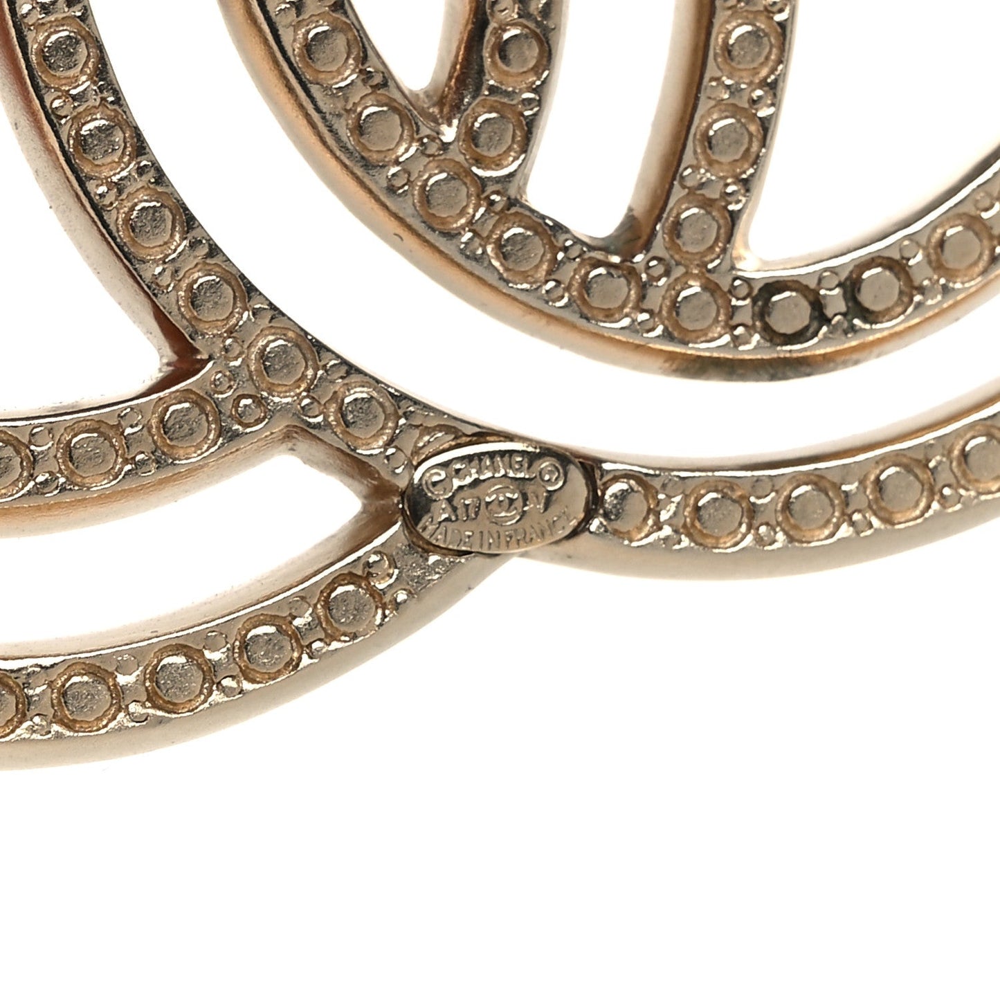 Metal Crystal CC Brooch Gold