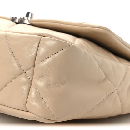 Lambskin Quilted Large Chanel 19 Flap Beige