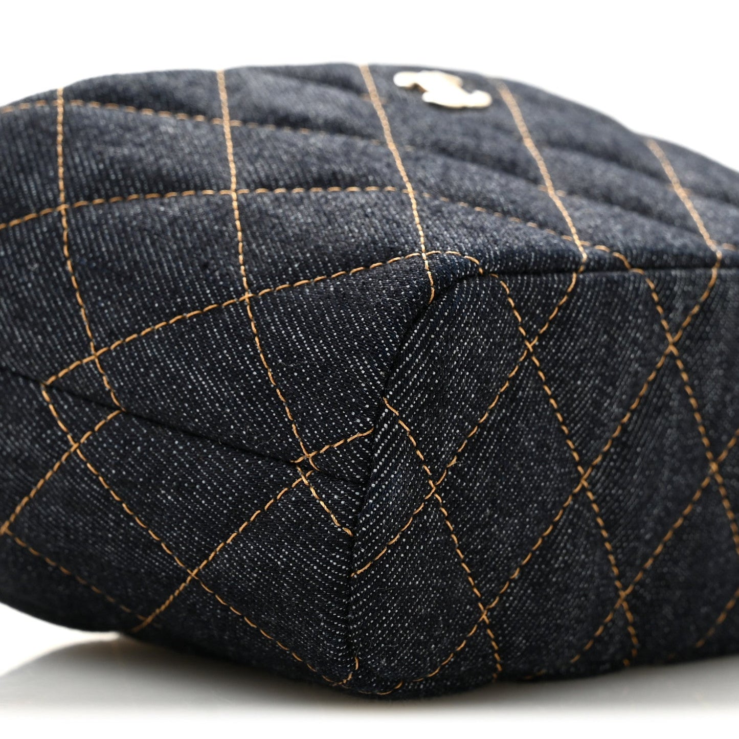 Denim Quilted Hobo Clutch With Chain Dark Blue Orange