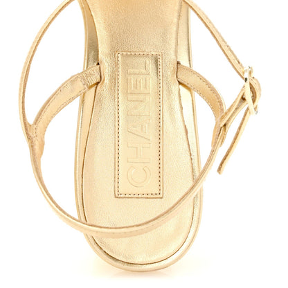 Metallic Lambskin CC Strappy Sandals 38 Gold