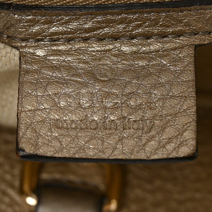 Metallic Pebbled Calfskin Medium Soho Chain Shoulder Bag Golden Beige