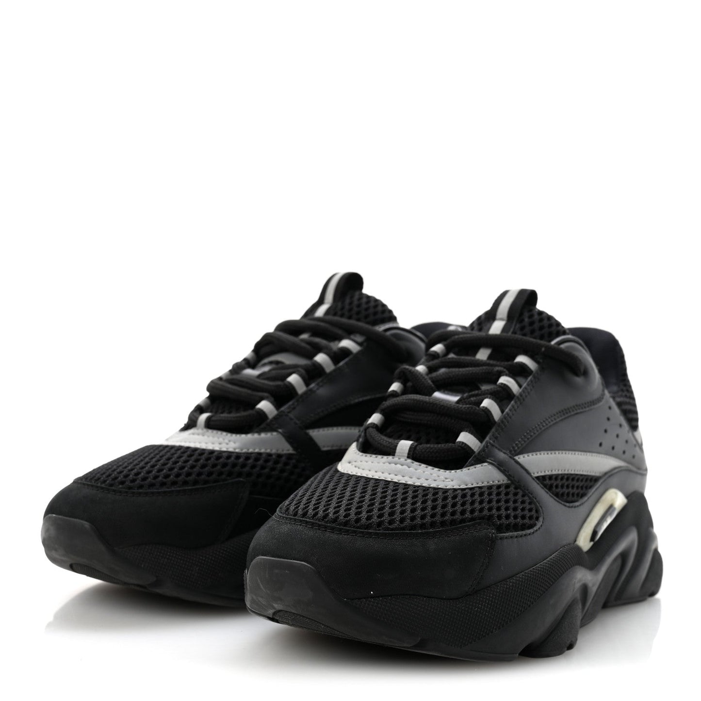 Technical Mesh Calfskin Mens B22 Sneakers 40 Black