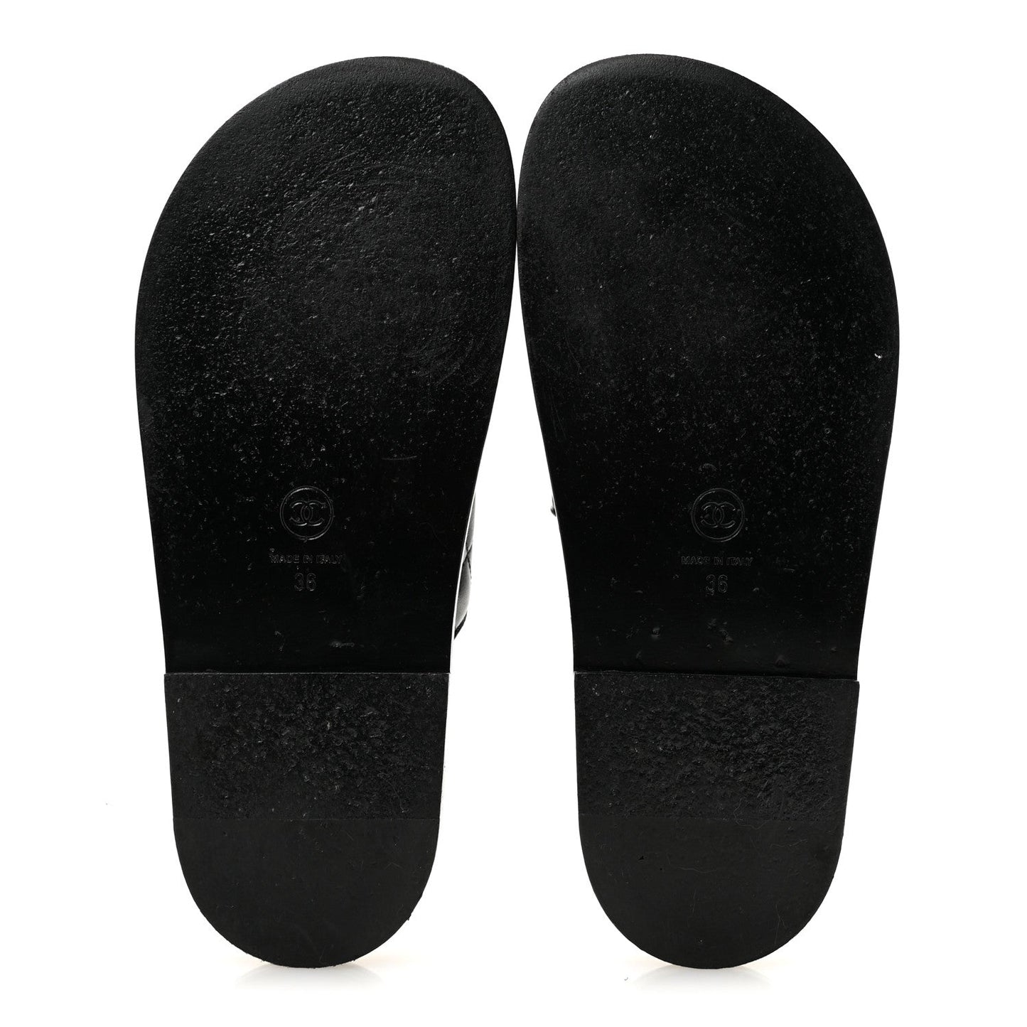 Lambskin Quilted Velcro Dad Chain CC Slide Sandals 36 Black