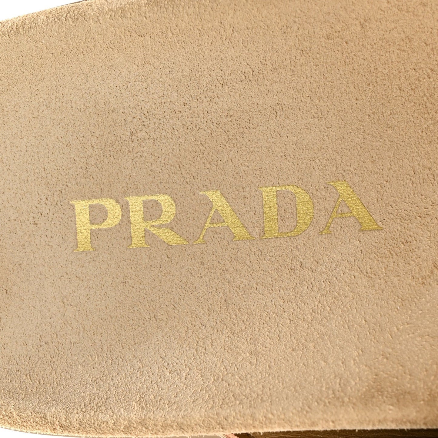 Suede Metal Triangle Logo Womens Double Buckle 20mm Slide Sandals 36.5 Ecru