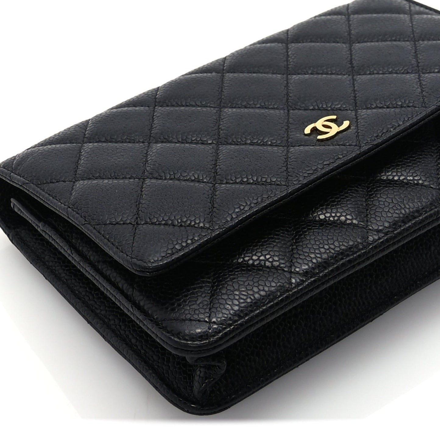 Caviar Quilted Wallet On Chain WOC Black