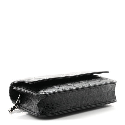 Caviar Quilted Wallet on Chain WOC Black