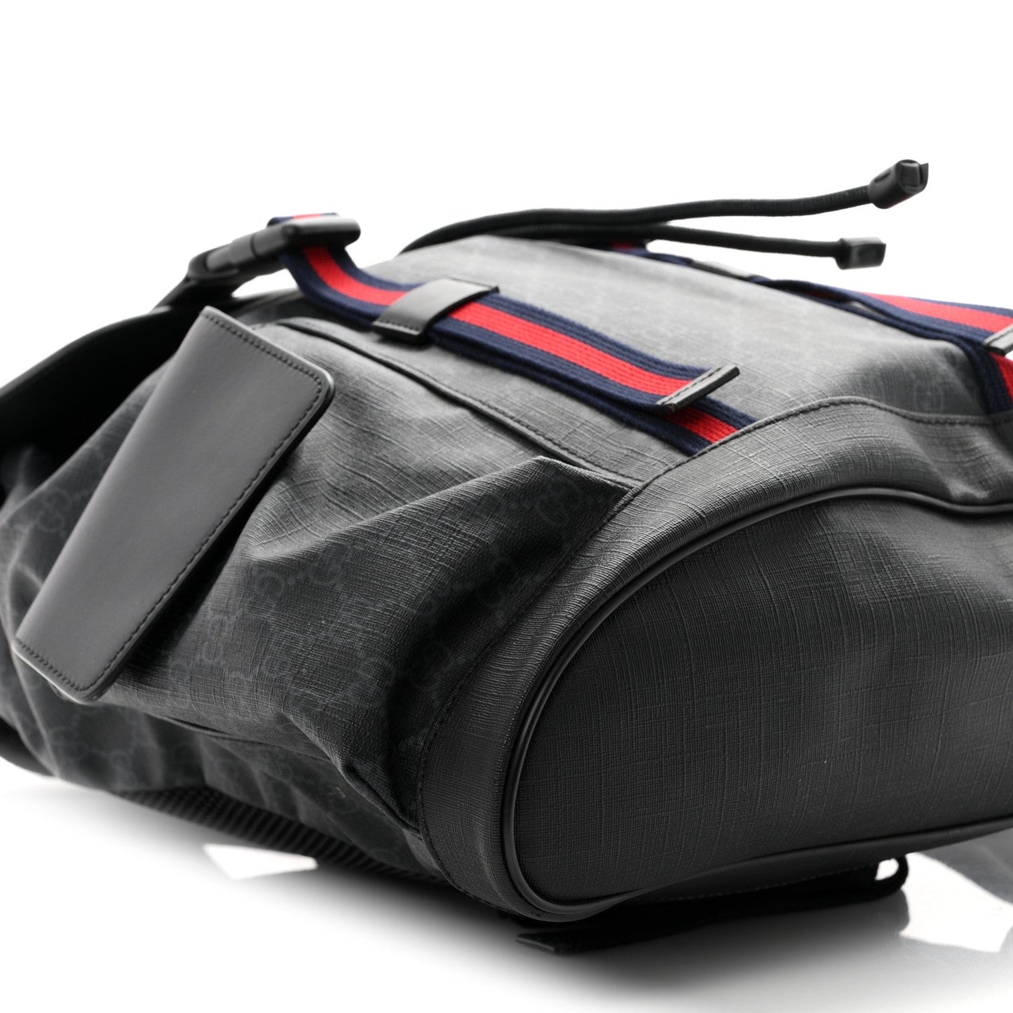 Soft GG Supreme Monogram Calfskin Web Double Buckle Backpack Black
