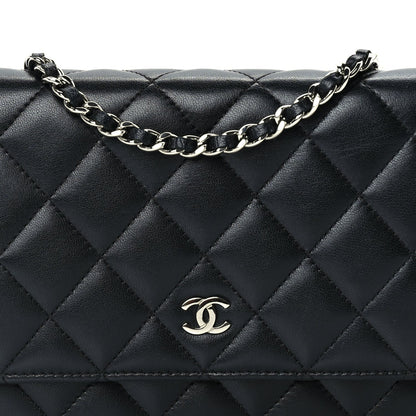 Lambskin Quilted Wallet On Chain WOC Black
