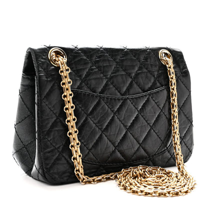 Aged Calfskin Quilted 2.55 Reissue Mini Flap Black