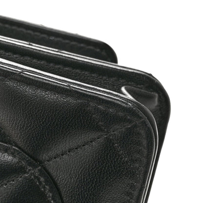 Lambskin Quilted Logo WOC Wallet On Chain Black
