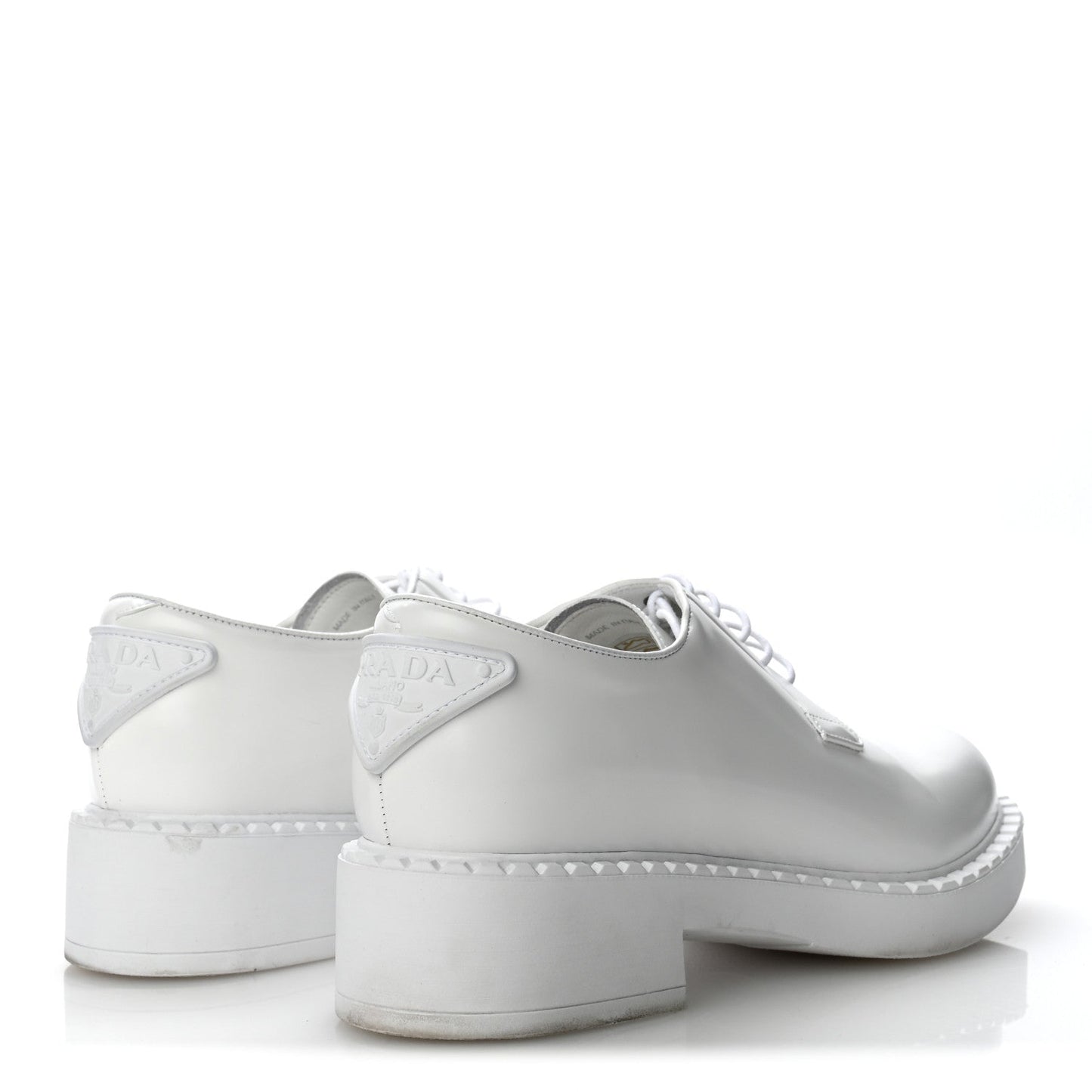 Spazzolato Calzature Donna Triangle Logo 50mm Derby Loafers 38.5 White 38.5 White