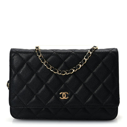 Caviar Quilted Wallet On Chain WOC Black