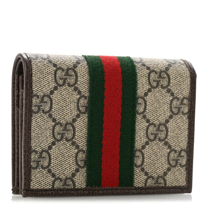 GG Supreme Monogram Web Ophidia Small Wallet Beige Dark Brown