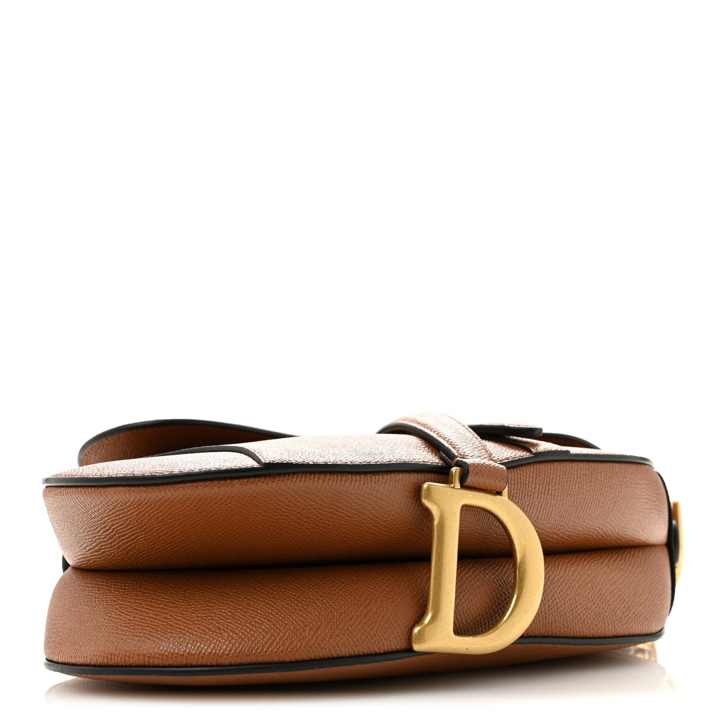 Grained Calfskin Saddle Bag With Strap Camello